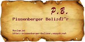 Pissenberger Belizár névjegykártya
